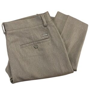 IZOD Performance Stretch Flat Front Pants Trouser Olive Green Straight Leg 34x30